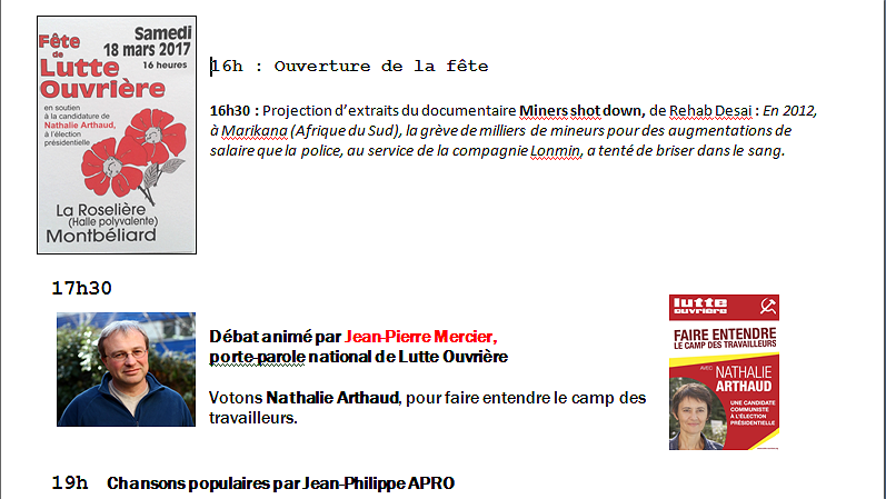 Illustration - Le 18 Mars 2017 : Fête de Lutte ouvrière