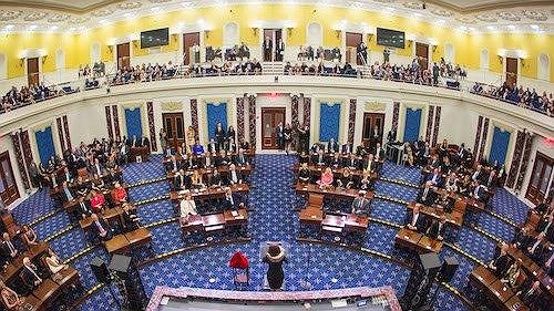 Illustration - Protectionnisme : tapis rouge et dollars verts